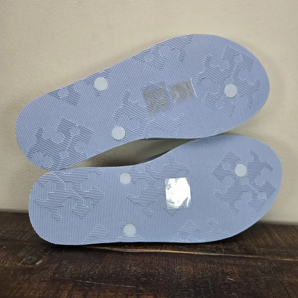 NEW Tory Burch Kira Padded Flip Flop TPU Womens Size 8 Aria Blue Silver Logo